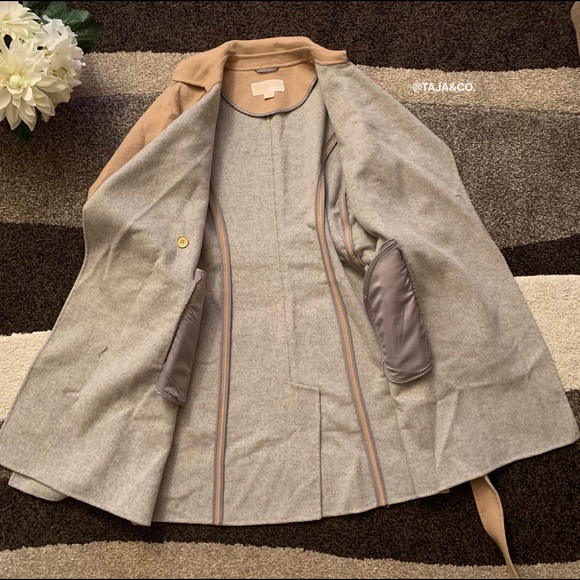 MICHAEL KORS Wool Colorblock Wrap Coat - Picture 3 of 8